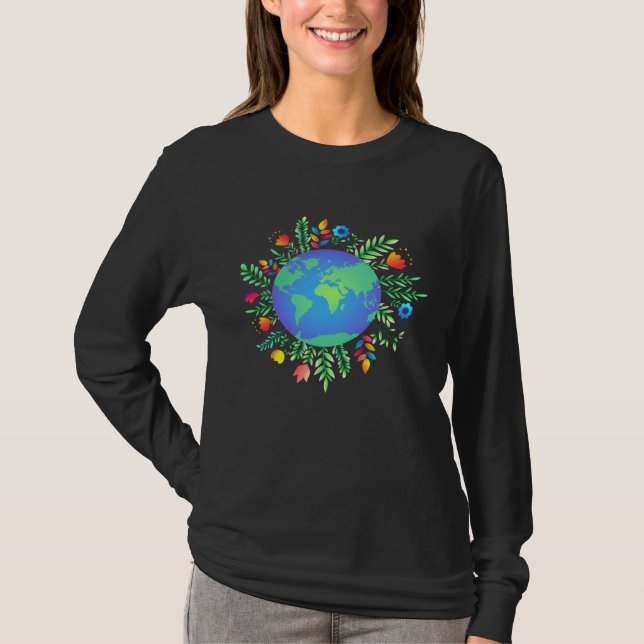 Happy Earth Day Tie Dye Floral Graphic Teachers Wo T Shirt (Framsida)