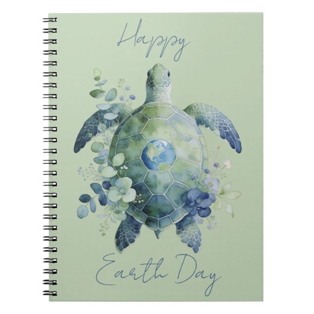 Happy Earth Day Turtle Design Anteckningsbok (Framsidan)