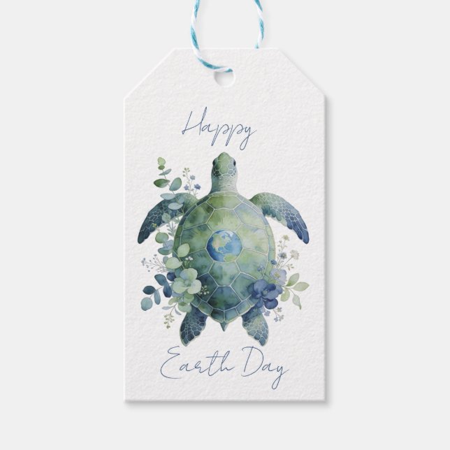 Happy Earth Day Turtle Design Presentetikett (Framsidan)