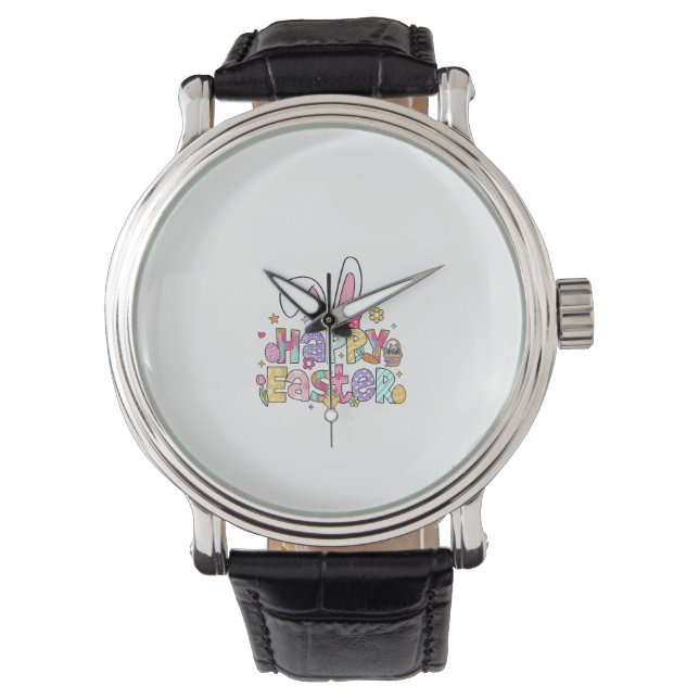 Happy Easter 2026 Cute Bunny Rabbit Easter Day Wom Armbandsur (Framsida)