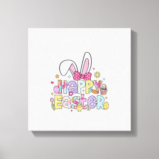 Happy Easter 2026 Cute Bunny Rabbit Easter Day Wom Canvastryck (Framsida)