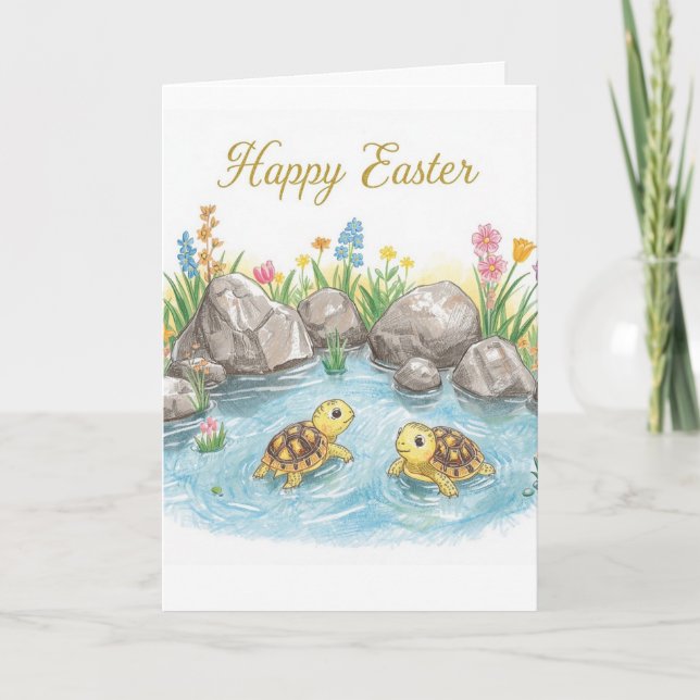 Happy easter baby turtles kort (Framsida)