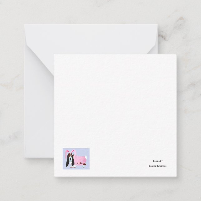Happy Easter Basset Hound Easter Bunny card Anteckningskort (Baksida)