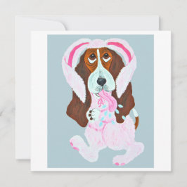 Happy Easter Basset Hound Easter Bunny Inbjudningar