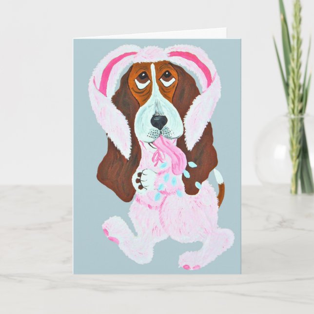 Happy Easter Basset Hound Easter Bunny Kort (Framsida)