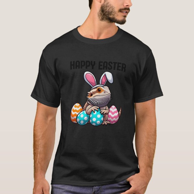 Happy Easter Bearded Dragon Reptile Men Women Kids T Shirt (Framsida)