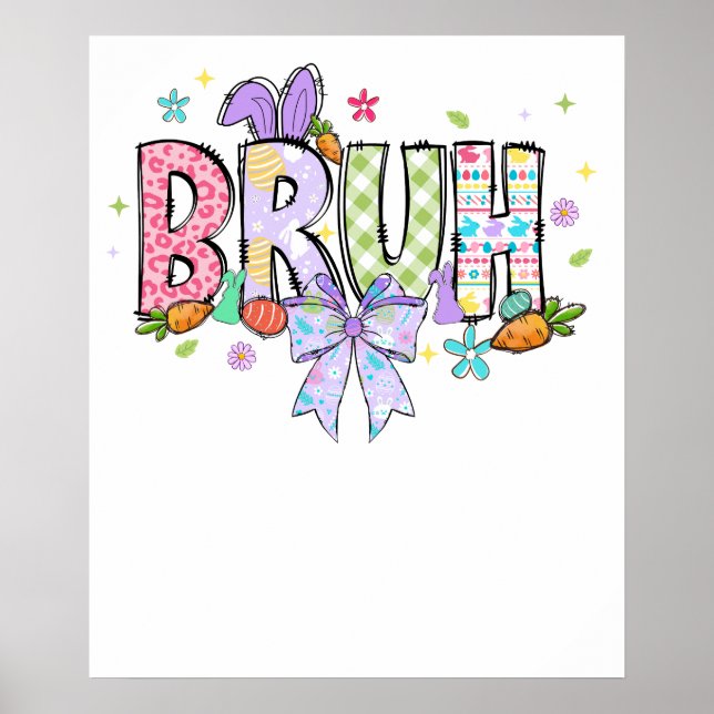 happy easter bow bunny bruh, retro, vintage poster (Framsidan)