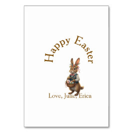 Happy Easter brown bunny with eggs love add name  Bordsnummer