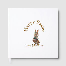 Happy Easter brown bunny with eggs love add name  Gästböcker
