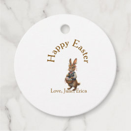 Happy Easter brown bunny with eggs love add name  Gåvor Etiketter