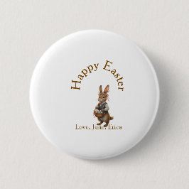 Happy Easter brown bunny with eggs love add name  Knapp