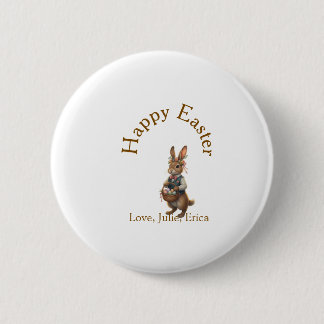Happy Easter brown bunny with eggs love add name Knapp