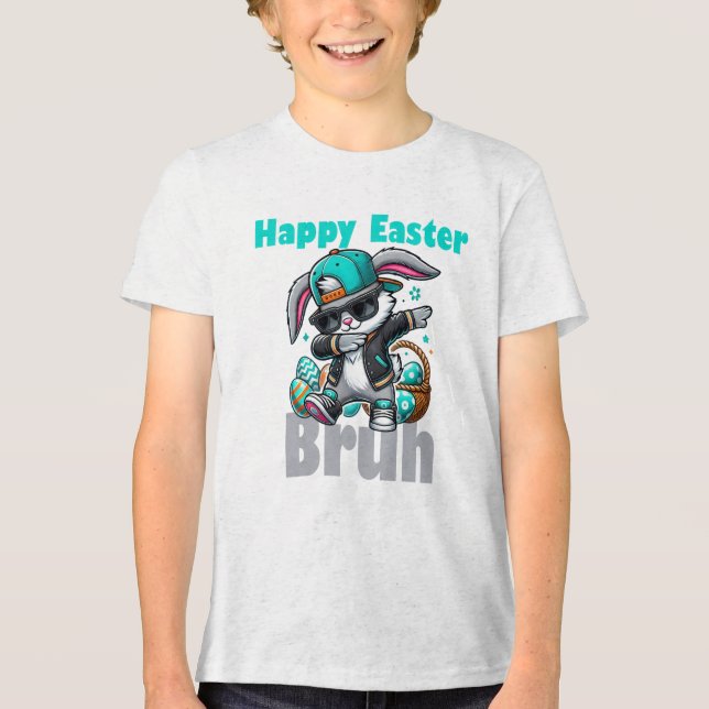 Happy Easter Bruh, Easter Bunny Dabbing  T Shirt (Framsida)