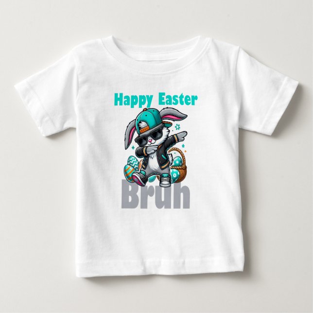 Happy Easter Bruh, Easter Bunny Dabbing  T Shirt (Framsida)