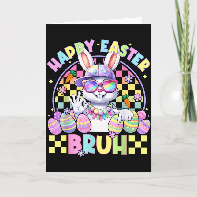 Happy Easter Bruh Funny Six Seven Meme Bunny Boy G Kort (Framsida)