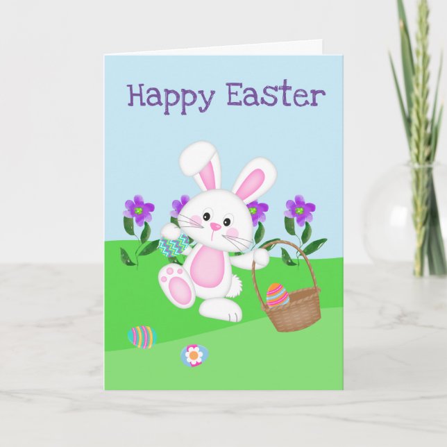 Happy Easter-Bunny And Basket Kort (Framsida)