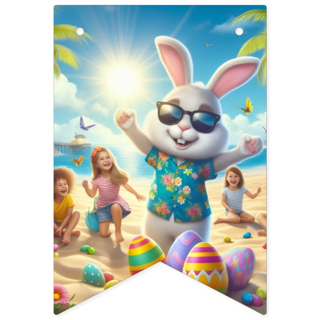 Happy Easter!! Bunny and Text  Vimplar (Sextonde flaggan)