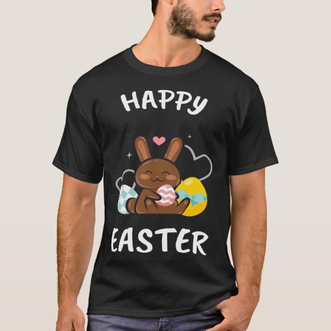 Happy Easter Bunny Chicks Egg Hunting Cute Cool T Shirt (Framsida)