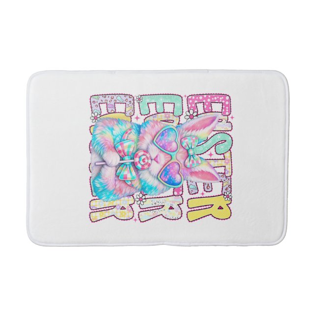 Happy Easter Bunny Coquette Bow Preppy Easter Day  Badrumsmatta (Framsidan)