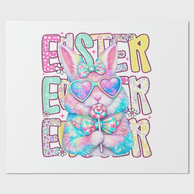Happy Easter Bunny Coquette Bow Preppy Easter Day  Presentpapper (Platt)