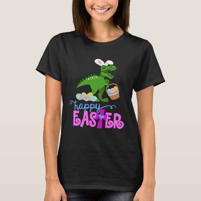 HAPPY EASTER Bunny Dinosaur Rex Egg Hunt Toddler G T Shirt (Framsida)