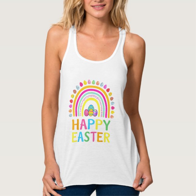 Happy Easter Bunny Easter Egg Hunt Easter Women Gi Linne Med Racerback (Framsida)