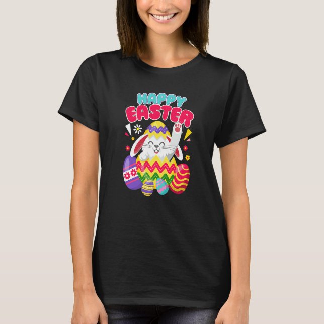 Happy Easter Bunny Easter Eggs Men Women Kids T Shirt (Framsida)