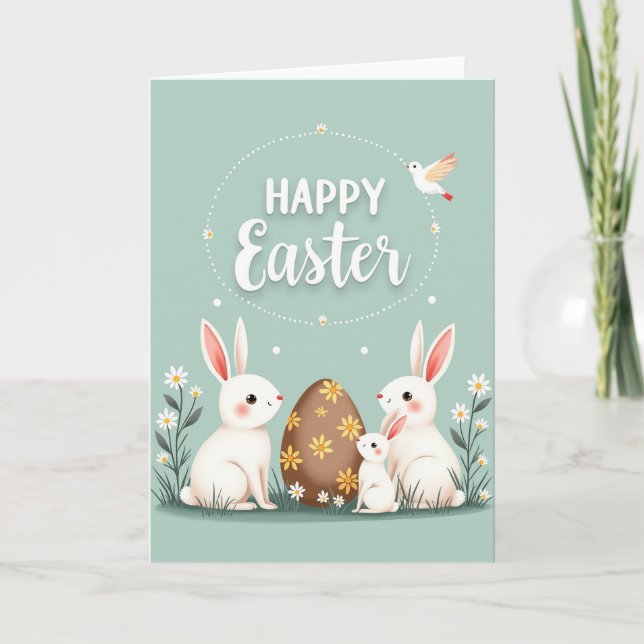 Happy Easter Bunny Family Card Kort (Framsida)