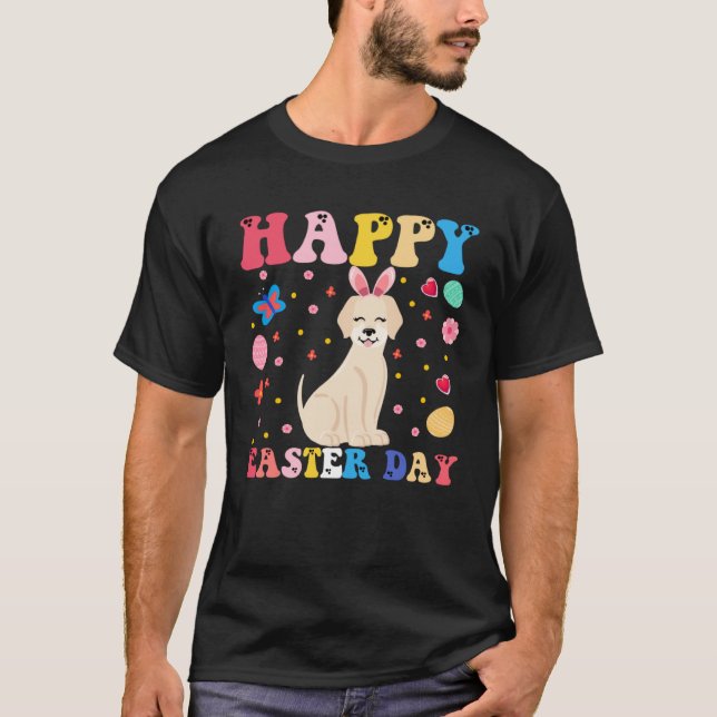 Happy Easter Bunny Great Pyrenee  Easter Day Groov T Shirt (Framsida)