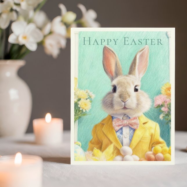 HAPPY EASTER BUNNY Holiday Postcard Helg Vykort (Skapare uppladdad)