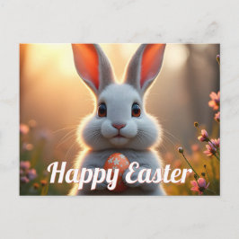 Happy Easter Bunny in the Magic of Spring Helg Vykort