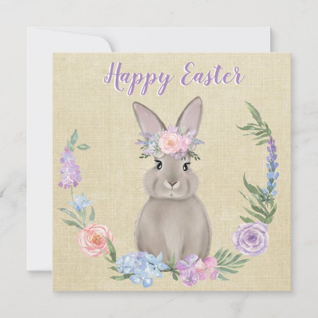 Happy Easter Bunny in Watercolor Flowers (Framsida)