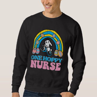 Happy Easter Bunny One Hoppy Nurse Rainbow Scrub T Lång Ärmad Tröja
