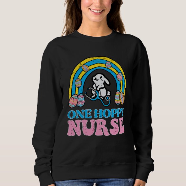 Happy Easter Bunny One Hoppy Nurse Rainbow Scrub T T Shirt (Framsida)