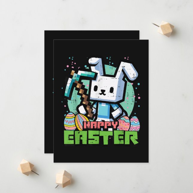 Happy Easter Bunny Pixel Game  Meddelande (Fram/Back In Situ)