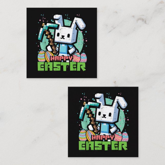 Happy Easter Bunny Pixel Game  Tilläggskort (Fram/baksida)