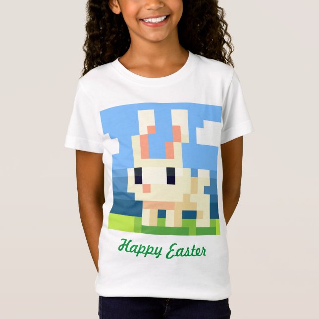 Happy Easter bunny pixelart, shirt, Pixel Art  T Shirt (Framsida)