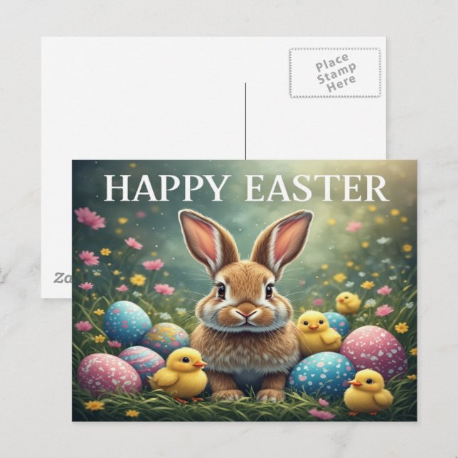 Happy Easter Bunny Postcard Vykort (Fram/baksida)