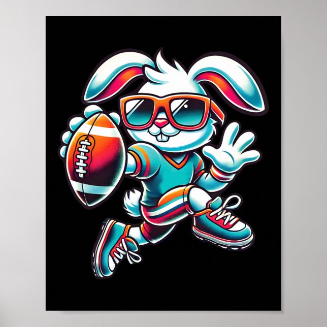 Happy Easter Bunny Quarterback Receiver Football B Poster (Framsidan)