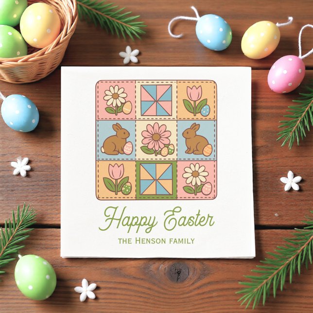 Happy Easter Bunny Quilt Pattern Family  Pappersservett (Skapare uppladdad)