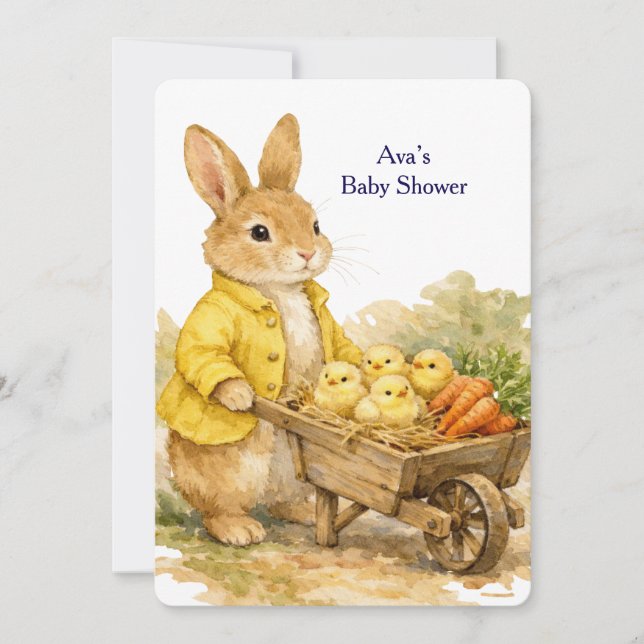 Happy Easter Bunny Rabbit Baby Shower Invitation Inbjudningar (Framsida)