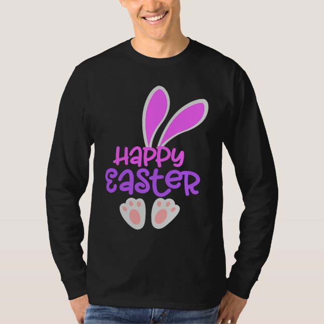 Happy Easter Bunny Rabbit Egg Hunt Cute Ears Girls T Shirt (Framsida)