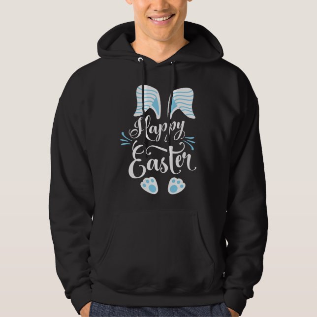 Happy Easter Bunny Rabbit Face Easter Day Men Boys Hoodie (Framsida)