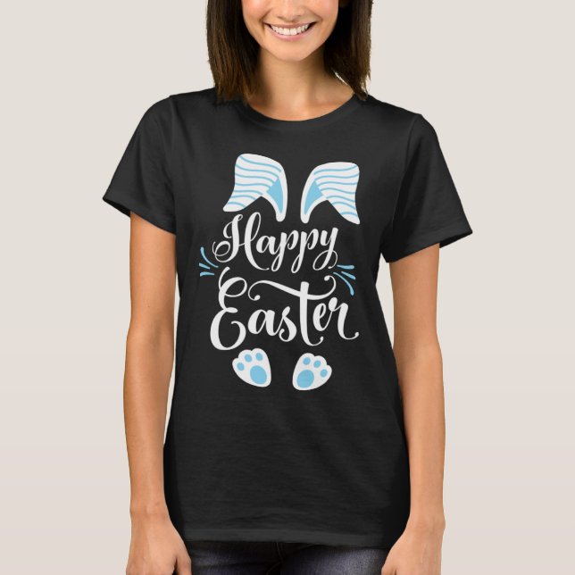 Happy Easter Bunny Rabbit Face Easter Day Men Boys T Shirt (Framsida)
