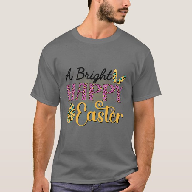 Happy Easter Bunny Rabbit Face Leopard Easter Day T Shirt (Framsida)