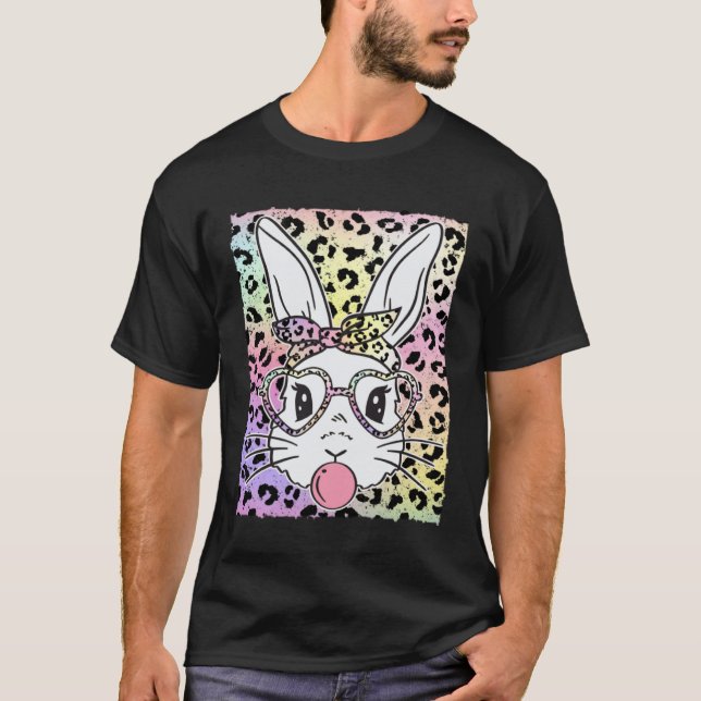 Happy Easter Bunny Rabbit Leopard Animal Print Bub T Shirt (Framsida)