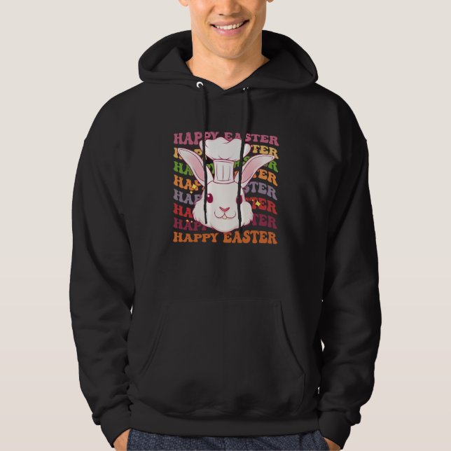 Happy Easter Bunny Rainbow Rabbit Chef Easter Egg  Hoodie (Framsida)
