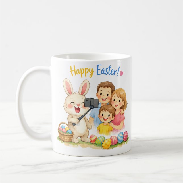 “Happy Easter Bunny Selfie Mug  Kaffemugg (Vänster)