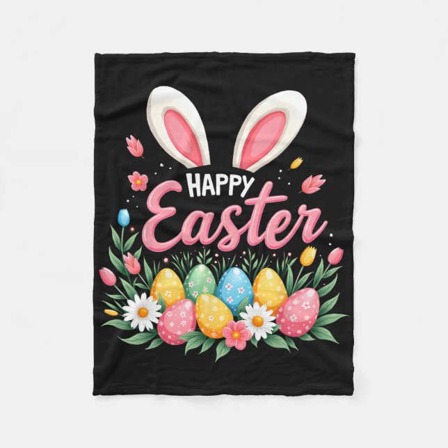 Happy Easter Bunny Spring Easter Egg Easter Shirts Fleecefilt (Framsidan)