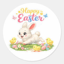 Happy Easter Bunny Sticker – Cute Spring Design wi Runt Klistermärke